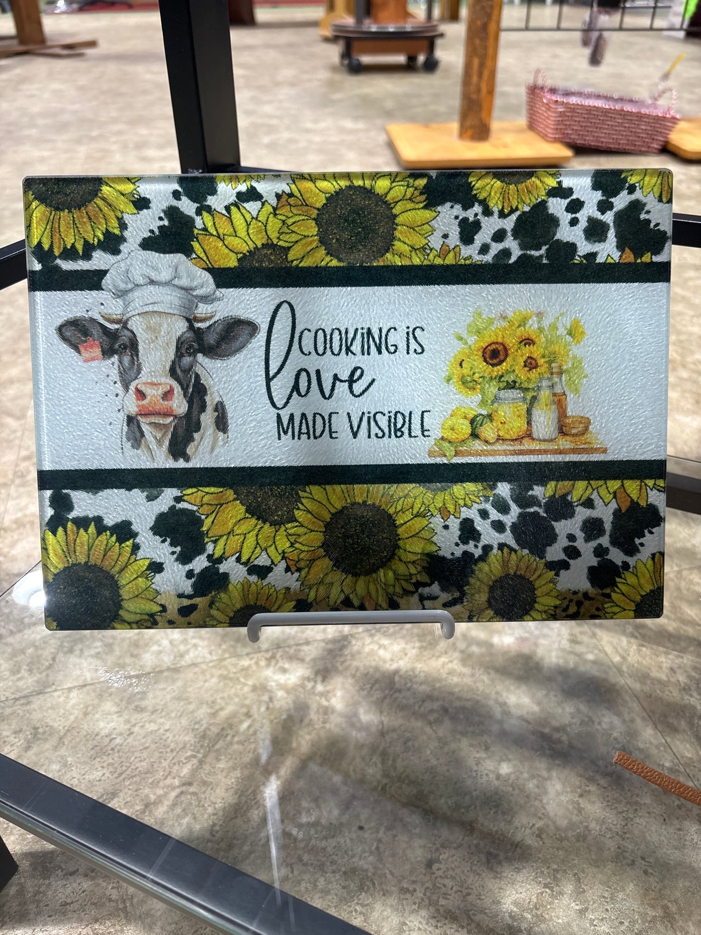 Cooking is Love Glass Cutting Board