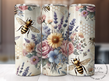 Floral Bee Vintage 20oz Tumbler