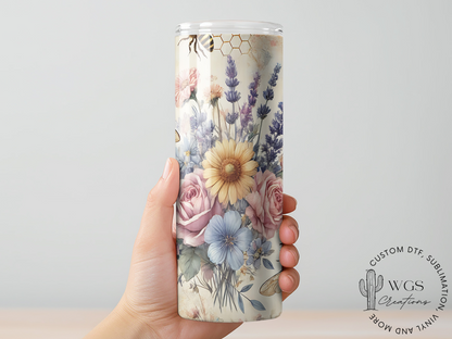 Floral Bee Vintage 20oz Tumbler