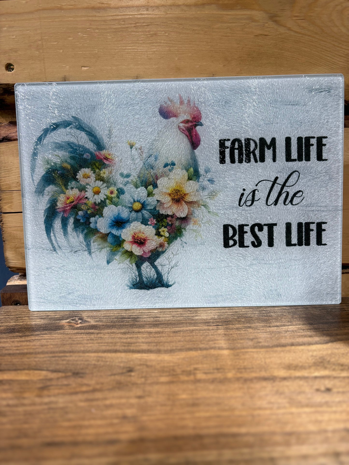 Farm Life Glass Cutting Board