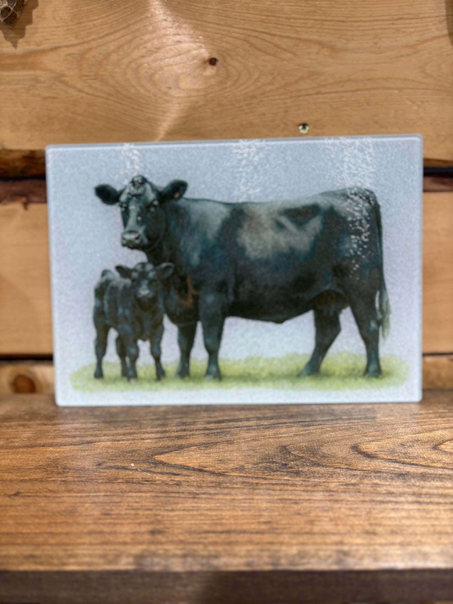 Cow Calf Glass Cutting Board