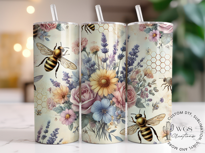 Floral Bee Vintage 20oz Tumbler