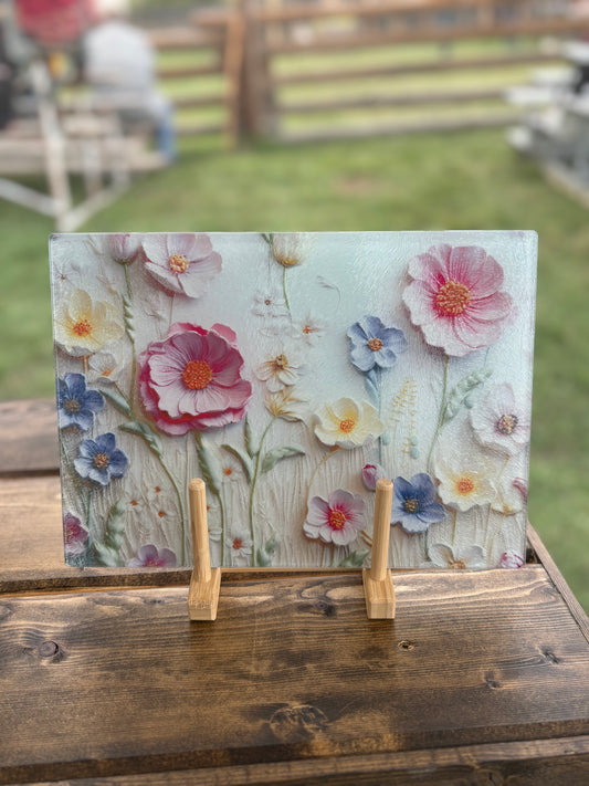 Floral Glass Cutting Board