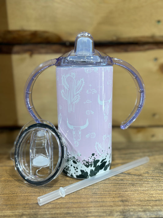 Pink Cactus & Cowhide Sippy Cup Tumbler