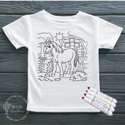 Horse & Barn Coloring Shirt