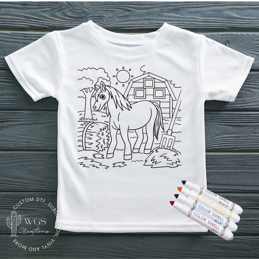 Horse & Barn Coloring Shirt