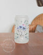 Floral Skull 16oz Frosted Glass Can