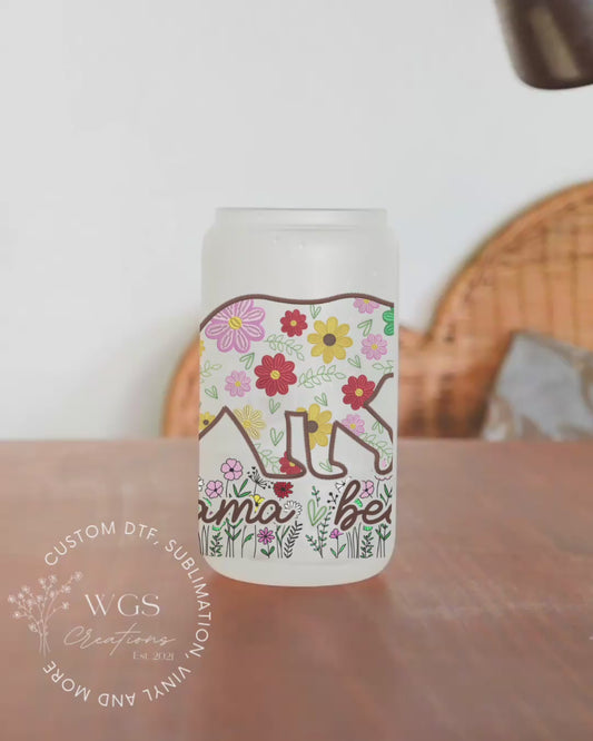 Mama Bear 16oz Frosted Glass Can